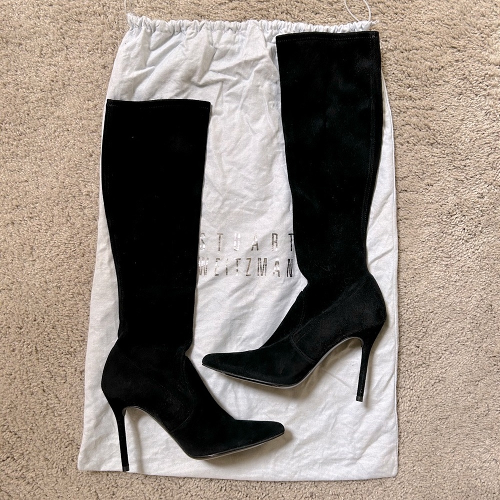 Stuart Weitzman Stretch Pointed Toe Knee High Boot